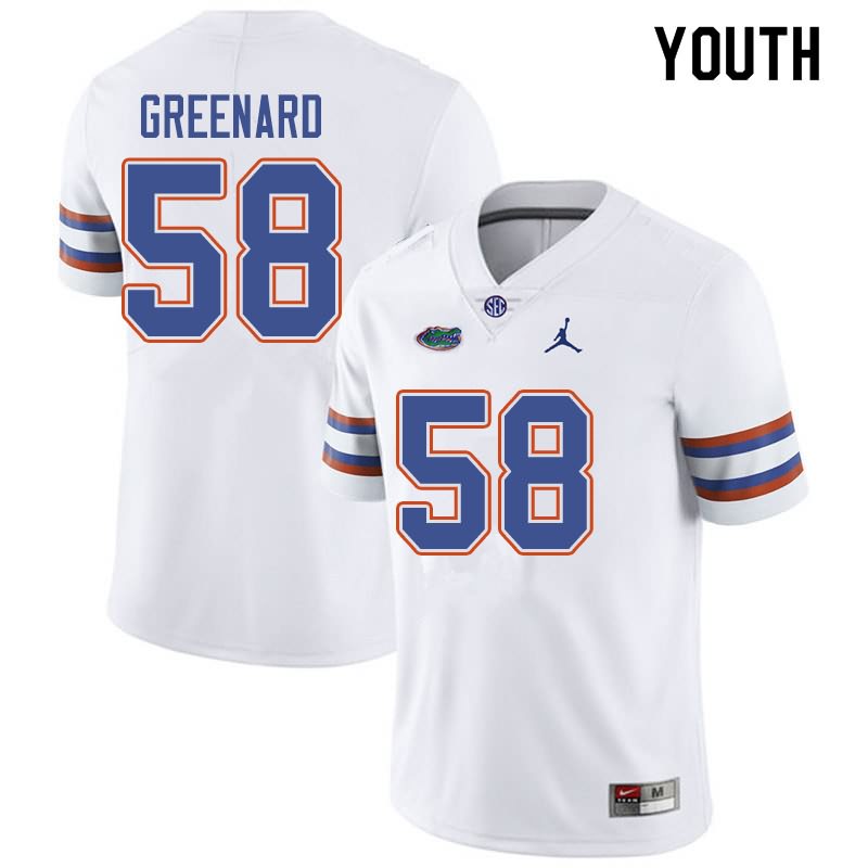 NCAA Florida Gators Jonathan Greenard Youth #58 Jordan Brand White Stitched Authentic College Football Jersey MIE4064VT